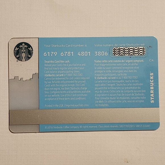 STARBUCKS GIFT CARD TORONTO SKYLINE TORONTO 2016 - Picture 2 of 2